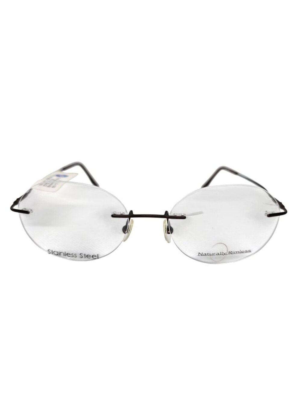 Naturally Rimless Stainless Steel Oval Eyeglasses Brown Frame Size 50-17-135
